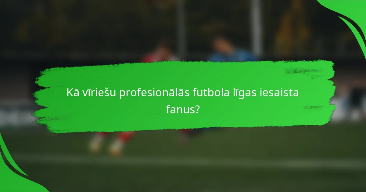 Kā vīriešu profesionālās futbola līgas iesaista fanus?