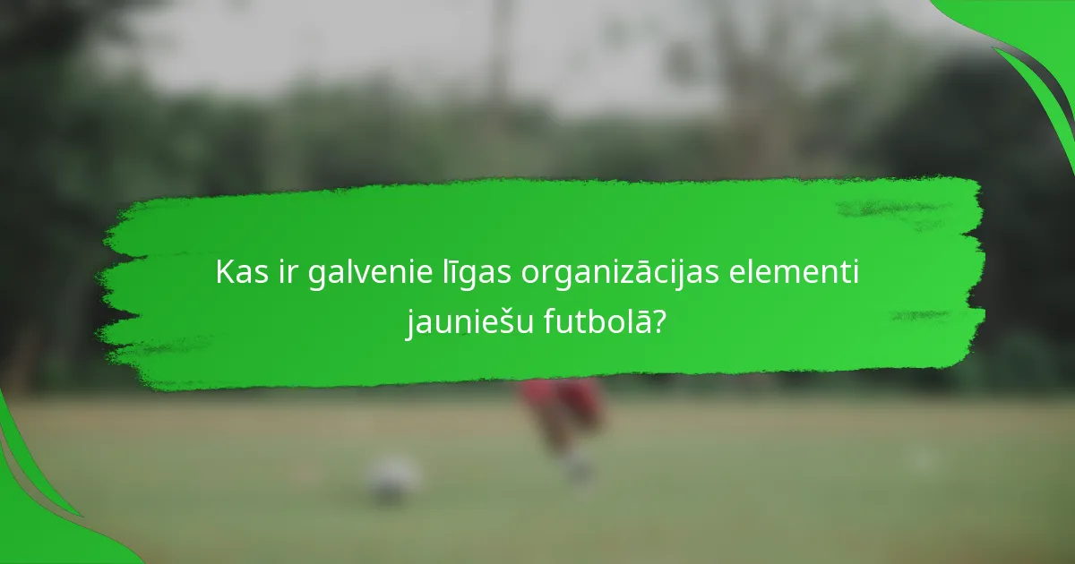 Kas ir galvenie līgas organizācijas elementi jauniešu futbolā?